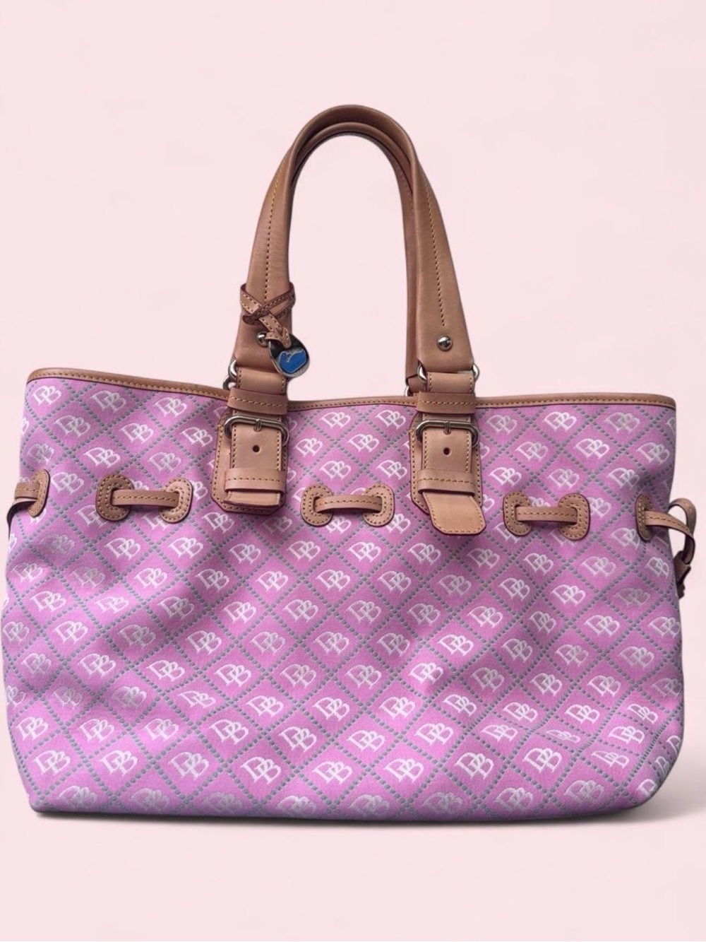 Women’s Pink Monogram Tote Bag with Tan Trim